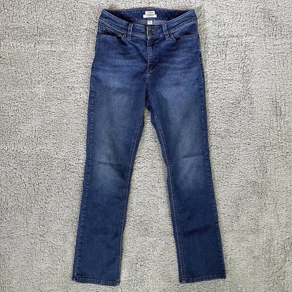 L.L. Bean Women's Blue Avant-Garde Classic Straight-Leg Stretch Jeans